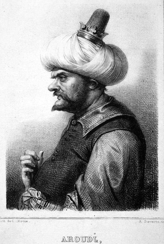 3. El pirata Berberisco Barbarroja, terror del Mediterráneo en el siglo XVI. Charles Motte (1785–1836) . Litografía